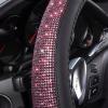 imageCAR PASS Bling Diamond Leather Steering Wheel Cover with Bling Sparkly Crystal Glitter Rhinestones Universal Fit 145in15in Car Wheel Protector for Women Girl Fit SuvsVansSedansCarTrucks SilverPink Diamond on Velvet