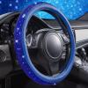 imageCAR PASS Bling Diamond Leather Steering Wheel Cover with Bling Sparkly Crystal Glitter Rhinestones Universal Fit 145in15in Car Wheel Protector for Women Girl Fit SuvsVansSedansCarTrucks SilverBlue Leather Diamond