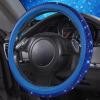 imageCAR PASS Bling Diamond Leather Steering Wheel Cover with Bling Sparkly Crystal Glitter Rhinestones Universal Fit 145in15in Car Wheel Protector for Women Girl Fit SuvsVansSedansCarTrucks SilverBlue Leather Diamond