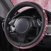 imageCAR PASS Bling Diamond Leather Steering Wheel Cover with Bling Sparkly Crystal Glitter Rhinestones Universal Fit 145in15in Car Wheel Protector for Women Girl Fit SuvsVansSedansCarTrucks SilverPink Diamond on Velvet