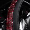 imageCAR PASS Bling Diamond Leather Steering Wheel Cover with Bling Sparkly Crystal Glitter Rhinestones Universal Fit 145in15in Car Wheel Protector for Women Girl Fit SuvsVansSedansCarTrucks SilverRed Diamond