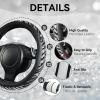 imageCAR PASS Bling Diamond Leather Steering Wheel Cover with Bling Sparkly Crystal Glitter Rhinestones Universal Fit 145in15in Car Wheel Protector for Women Girl Fit SuvsVansSedansCarTrucks SilverZebra Print Diamond