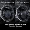 imageCAR PASS Bling Diamond Leather Steering Wheel Cover with Bling Sparkly Crystal Glitter Rhinestones Universal Fit 145in15in Car Wheel Protector for Women Girl Fit SuvsVansSedansCarTrucks SilverBlack Silver Diamond