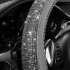 imageCAR PASS Bling Diamond Leather Steering Wheel Cover with Bling Sparkly Crystal Glitter Rhinestones Universal Fit 145in15in Car Wheel Protector for Women Girl Fit SuvsVansSedansCarTrucks SilverGray Diamond