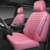 imageCAR PASS Bling Diamond Pink Leather Car Seat Covers Full Sets Interior Sets Waterproof Shining Glitter Sparkly Crystal Universal Armrest Fit for Automotive Truck SUV Cute Women Girl Pink RhinestonePink Rhinestone
