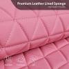 imageCAR PASS Bling Diamond Pink Leather Car Seat Covers Full Sets Interior Sets Waterproof Shining Glitter Sparkly Crystal Universal Armrest Fit for Automotive Truck SUV Cute Women Girl Pink RhinestonePink Diamond