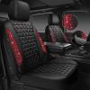 imageCAR PASS Bling Diamond Pink Leather Car Seat Covers Full Sets Interior Sets Waterproof Shining Glitter Sparkly Crystal Universal Armrest Fit for Automotive Truck SUV Cute Women Girl Pink RhinestoneRed Rhinestone