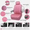 imageCAR PASS Bling Diamond Pink Leather Car Seat Covers Full Sets Interior Sets Waterproof Shining Glitter Sparkly Crystal Universal Armrest Fit for Automotive Truck SUV Cute Women Girl Pink RhinestonePink Diamond