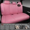 imageCAR PASS Bling Diamond Pink Leather Car Seat Covers Full Sets Interior Sets Waterproof Shining Glitter Sparkly Crystal Universal Armrest Fit for Automotive Truck SUV Cute Women Girl Pink RhinestonePink Rhinestone