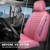 imageCAR PASS Bling Diamond Pink Leather Car Seat Covers Full Sets Interior Sets Waterproof Shining Glitter Sparkly Crystal Universal Armrest Fit for Automotive Truck SUV Cute Women Girl Pink RhinestonePink Diamond