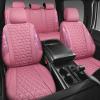 imageCAR PASS Bling Diamond Pink Leather Car Seat Covers Full Sets Interior Sets Waterproof Shining Glitter Sparkly Crystal Universal Armrest Fit for Automotive Truck SUV Cute Women Girl Pink RhinestonePink Rhinestone