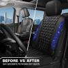 imageCAR PASS Bling Diamond Pink Leather Car Seat Covers Full Sets Interior Sets Waterproof Shining Glitter Sparkly Crystal Universal Armrest Fit for Automotive Truck SUV Cute Women Girl Pink RhinestoneBlue Diamond