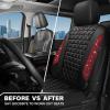 imageCAR PASS Bling Diamond Pink Leather Car Seat Covers Full Sets Interior Sets Waterproof Shining Glitter Sparkly Crystal Universal Armrest Fit for Automotive Truck SUV Cute Women Girl Pink RhinestoneRed Diamond