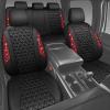 imageCAR PASS Bling Diamond Pink Leather Car Seat Covers Full Sets Interior Sets Waterproof Shining Glitter Sparkly Crystal Universal Armrest Fit for Automotive Truck SUV Cute Women Girl Pink RhinestoneRed Rhinestone