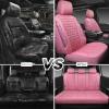 imageCAR PASS Bling Diamond Pink Leather Car Seat Covers Full Sets Interior Sets Waterproof Shining Glitter Sparkly Crystal Universal Armrest Fit for Automotive Truck SUV Cute Women Girl Pink RhinestonePink Rhinestone
