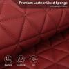 imageCAR PASS Bling Diamond Pink Leather Car Seat Covers Full Sets Interior Sets Waterproof Shining Glitter Sparkly Crystal Universal Armrest Fit for Automotive Truck SUV Cute Women Girl Pink RhinestoneBurgundy Diamond