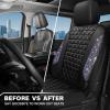 imageCAR PASS Bling Diamond Pink Leather Car Seat Covers Full Sets Interior Sets Waterproof Shining Glitter Sparkly Crystal Universal Armrest Fit for Automotive Truck SUV Cute Women Girl Pink RhinestoneBedazzed Diamond