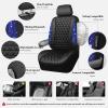 imageCAR PASS Bling Diamond Pink Leather Car Seat Covers Full Sets Interior Sets Waterproof Shining Glitter Sparkly Crystal Universal Armrest Fit for Automotive Truck SUV Cute Women Girl Pink RhinestoneBlue Diamond