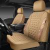 imageCAR PASS Bling Diamond Pink Leather Car Seat Covers Full Sets Interior Sets Waterproof Shining Glitter Sparkly Crystal Universal Armrest Fit for Automotive Truck SUV Cute Women Girl Pink RhinestoneBeige Diamond