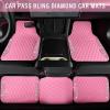 imageCAR PASS Bling Leather Car Mats Shining Diamond Floor Mats Crystal Rhinestone Sparkly Glitter Carpet AntiSlip Waterproof Pad Universal Fit Automotive SUV Sedan Van 5pcs Girl Women Black SilverPink Leather Diamond