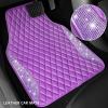 imageCAR PASS Bling Leather Car Mats Shining Diamond Floor Mats Crystal Rhinestone Sparkly Glitter Carpet AntiSlip Waterproof Pad Universal Fit Automotive SUV Sedan Van 5pcs Girl Women Black SilverPurple Leather Diamond