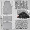 imageCAR PASS Bling Leather Car Mats Shining Diamond Floor Mats Crystal Rhinestone Sparkly Glitter Carpet AntiSlip Waterproof Pad Universal Fit Automotive SUV Sedan Van 5pcs Girl Women Black SilverGray Leather Diamond