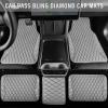 imageCAR PASS Bling Leather Car Mats Shining Diamond Floor Mats Crystal Rhinestone Sparkly Glitter Carpet AntiSlip Waterproof Pad Universal Fit Automotive SUV Sedan Van 5pcs Girl Women Black SilverGray Leather Diamond