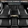 imageCAR PASS Bling Leather Car Mats Shining Diamond Floor Mats Crystal Rhinestone Sparkly Glitter Carpet AntiSlip Waterproof Pad Universal Fit Automotive SUV Sedan Van 5pcs Girl Women Black SilverBlack Leather White Diamond