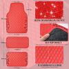 imageCAR PASS Bling Leather Car Mats Shining Diamond Floor Mats Crystal Rhinestone Sparkly Glitter Carpet AntiSlip Waterproof Pad Universal Fit Automotive SUV Sedan Van 5pcs Girl Women Black SilverRed Leather Diamond
