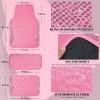 imageCAR PASS Bling Leather Car Mats Shining Diamond Floor Mats Crystal Rhinestone Sparkly Glitter Carpet AntiSlip Waterproof Pad Universal Fit Automotive SUV Sedan Van 5pcs Girl Women Black SilverPink Leather Diamond
