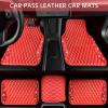 imageCAR PASS Bling Leather Car Mats Shining Diamond Floor Mats Crystal Rhinestone Sparkly Glitter Carpet AntiSlip Waterproof Pad Universal Fit Automotive SUV Sedan Van 5pcs Girl Women Black SilverRed Leather Diamond
