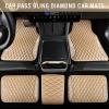 imageCAR PASS Bling Leather Car Mats Shining Diamond Floor Mats Crystal Rhinestone Sparkly Glitter Carpet AntiSlip Waterproof Pad Universal Fit Automotive SUV Sedan Van 5pcs Girl Women Black SilverBeige Leather Diamond
