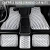 imageCAR PASS Bling Leather Car Mats Shining Diamond Floor Mats Crystal Rhinestone Sparkly Glitter Carpet AntiSlip Waterproof Pad Universal Fit Automotive SUV Sedan Van 5pcs Girl Women Black SilverSilver Leather Diamond