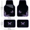 imageCAR PASS Embroidery Butterfly and Flower Car Floor Mats Pink Car Floor Mats Universal Fit 95 AutomotiveSUVSSedanVansfor Cute WomenGirlySet of 4 Black with PinkPurple Butterfly