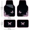imageCAR PASS Embroidery Butterfly and Flower Car Floor Mats Pink Car Floor Mats Universal Fit 95 AutomotiveSUVSSedanVansfor Cute WomenGirlySet of 4 Black with PinkPink Butterfly
