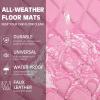 imageCAR PASS Faux Leather Floor Mats for Cars Luxury Waterproof All Weather Car Mats Full Set AntiSlip Deluxe Automotive Mats Universal Fit for Most SUVVansSedansTrucks 4 Piece All BlackPink