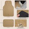 imageCAR PASS Faux Leather Floor Mats for Cars Luxury Waterproof All Weather Car Mats Full Set AntiSlip Deluxe Automotive Mats Universal Fit for Most SUVVansSedansTrucks 4 Piece All BlackBeige
