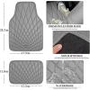 imageCAR PASS Faux Leather Floor Mats for Cars Luxury Waterproof All Weather Car Mats Full Set AntiSlip Deluxe Automotive Mats Universal Fit for Most SUVVansSedansTrucks 4 Piece All BlackGray