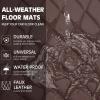 imageCAR PASS Faux Leather Floor Mats for Cars Luxury Waterproof All Weather Car Mats Full Set AntiSlip Deluxe Automotive Mats Universal Fit for Most SUVVansSedansTrucks 4 Piece All BlackBrown