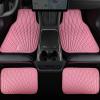 imageCAR PASS Faux Leather Floor Mats for Cars Luxury Waterproof All Weather Car Mats Full Set AntiSlip Deluxe Automotive Mats Universal Fit for Most SUVVansSedansTrucks 4 Piece All BlackPink