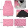 imageCAR PASS Faux Leather Floor Mats for Cars Luxury Waterproof All Weather Car Mats Full Set AntiSlip Deluxe Automotive Mats Universal Fit for Most SUVVansSedansTrucks 4 Piece All BlackPink
