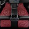 imageCAR PASS Faux Leather Floor Mats for Cars Luxury Waterproof All Weather Car Mats Full Set AntiSlip Deluxe Automotive Mats Universal Fit for Most SUVVansSedansTrucks 4 Piece All BlackBurgundy Red