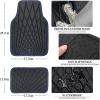 imageCAR PASS Faux Leather Floor Mats for Cars Luxury Waterproof All Weather Car Mats Full Set AntiSlip Deluxe Automotive Mats Universal Fit for Most SUVVansSedansTrucks 4 Piece All BlackBlack and Blue