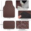 imageCAR PASS Faux Leather Floor Mats for Cars Luxury Waterproof All Weather Car Mats Full Set AntiSlip Deluxe Automotive Mats Universal Fit for Most SUVVansSedansTrucks 4 Piece All BlackBrown