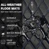 imageCAR PASS Faux Leather Floor Mats for Cars Luxury Waterproof All Weather Car Mats Full Set AntiSlip Deluxe Automotive Mats Universal Fit for Most SUVVansSedansTrucks 4 Piece All BlackBlack and Blue