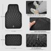 imageCAR PASS Faux Leather Floor Mats for Cars Luxury Waterproof All Weather Car Mats Full Set AntiSlip Deluxe Automotive Mats Universal Fit for Most SUVVansSedansTrucks 4 Piece All BlackAll Black