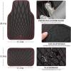 imageCAR PASS Faux Leather Floor Mats for Cars Luxury Waterproof All Weather Car Mats Full Set AntiSlip Deluxe Automotive Mats Universal Fit for Most SUVVansSedansTrucks 4 Piece All BlackBlack and Red