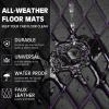 imageCAR PASS Faux Leather Floor Mats for Cars Luxury Waterproof All Weather Car Mats Full Set AntiSlip Deluxe Automotive Mats Universal Fit for Most SUVVansSedansTrucks 4 Piece All BlackBlack and Purple