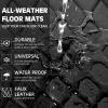 imageCAR PASS Faux Leather Floor Mats for Cars Luxury Waterproof All Weather Car Mats Full Set AntiSlip Deluxe Automotive Mats Universal Fit for Most SUVVansSedansTrucks 4 Piece All BlackAll Black
