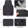 imageCAR PASS Faux Leather Floor Mats for Cars Luxury Waterproof All Weather Car Mats Full Set AntiSlip Deluxe Automotive Mats Universal Fit for Most SUVVansSedansTrucks 4 Piece All BlackBlack and Purple